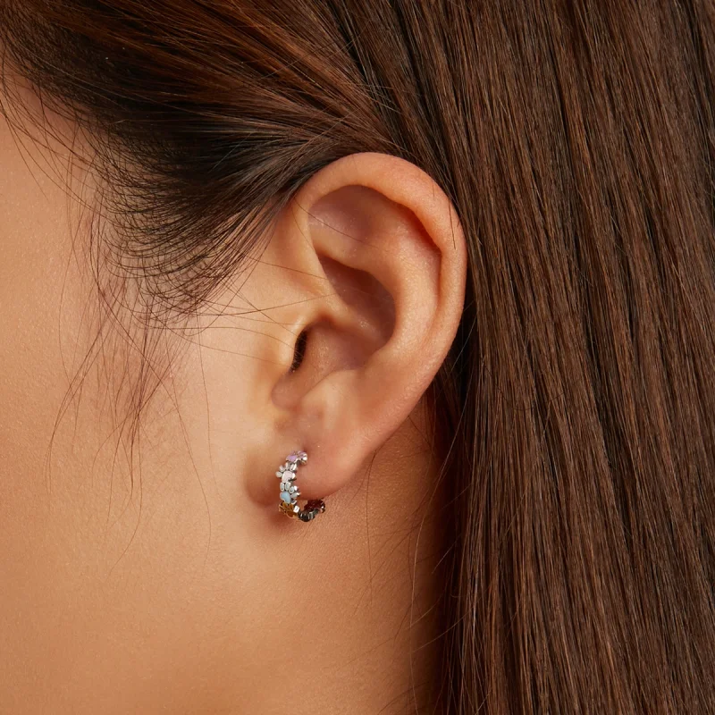 (image for) Pandora Style Colorful Claws Hoop Earrings - BSE580 - View 7