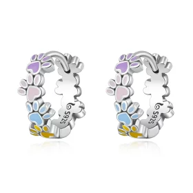 Pandora Style Colorful Claws Hoop Earrings - BSE580 Pandora Style Colorful Claws Hoop Earrings - BSE580
