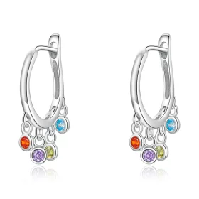 Pandora Style Colorful Hand Bell Hoop Earrings - BSE554