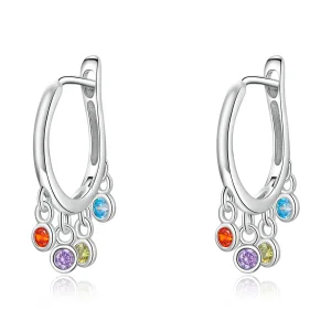 (image for) Pandora Style Colorful Hand Bell Hoop Earrings - BSE554
