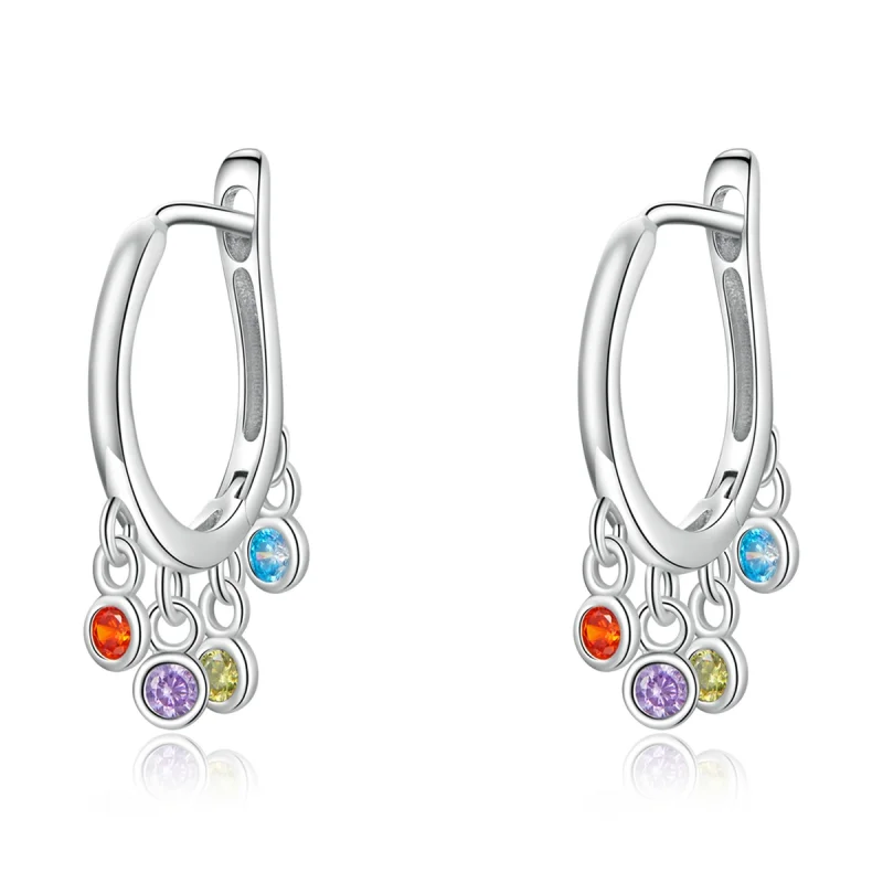 (image for) Pandora Style Colorful Hand Bell Hoop Earrings - BSE554 - Product Image