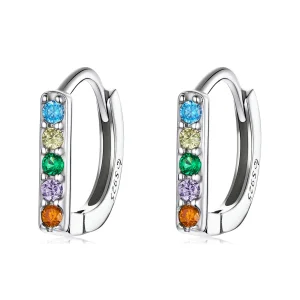 (image for) Pandora Style Colorful Zircon Hoop Earrings - BSE576