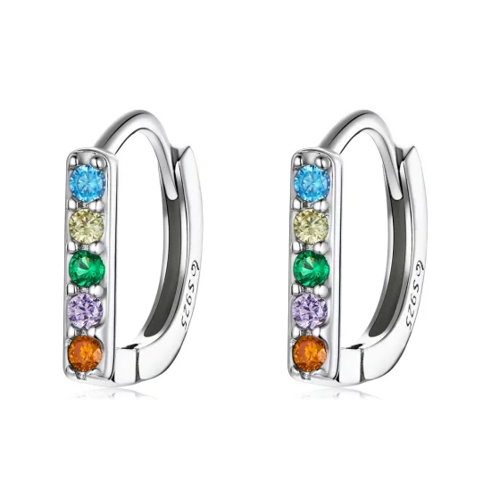 Pandora Style Colorful Zircon Hoop Earrings - BSE576