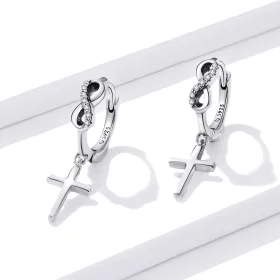 Pandora Style Creative Cross Hoop Earrings - BSE474 Pandora Style Creative Cross Hoop Earrings - BSE474