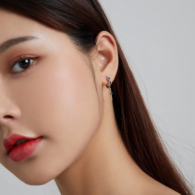 (image for) Pandora Style Creative Cross Hoop Earrings - BSE474 - View 8