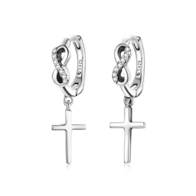 Pandora Style Creative Cross Hoop Earrings - BSE474 Pandora Style Creative Cross Hoop Earrings - BSE474
