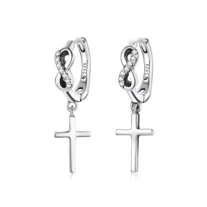 (image for) Pandora Style Creative Cross Hoop Earrings - BSE474