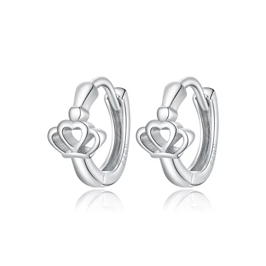 Pandora Style Crown Hoop Earrings - SCE1040