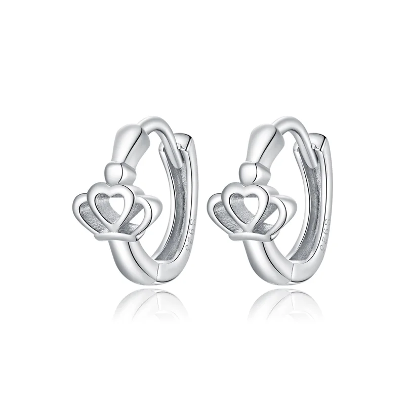 (image for) Pandora Style Crown Hoop Earrings - SCE1040 - Product Image