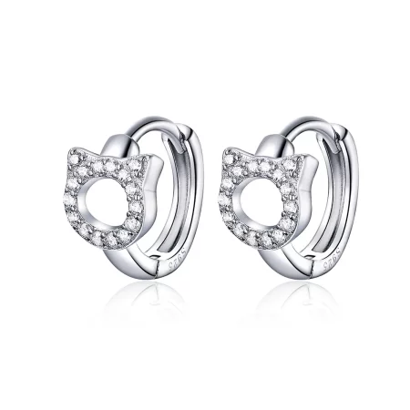 Pandora Style Cute Cat Hoop Earrings - BSE171