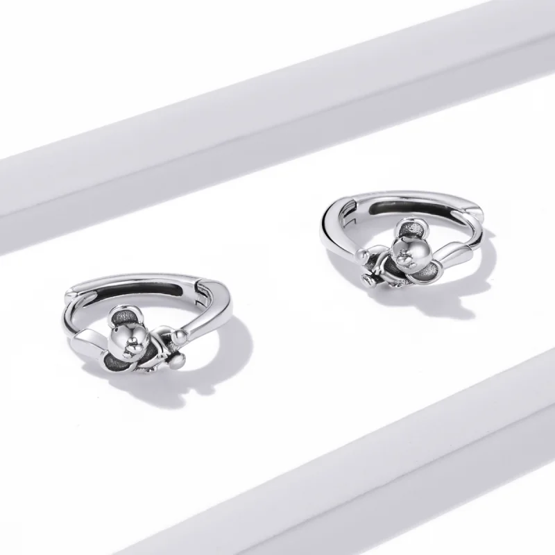 (image for) Pandora Style Cute Koala Hoop Earrings - BSE507 - View 3