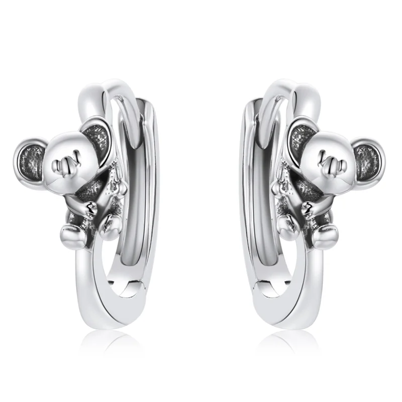 (image for) Pandora Style Cute Koala Hoop Earrings - BSE507 - Product Image