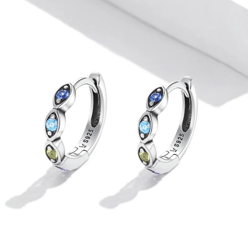 (image for) Pandora Style Devil Eye Hoop Earrings - SCE1358 - View 2