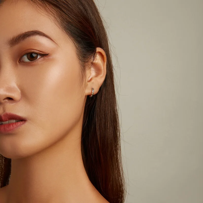 (image for) Pandora Style Devil Eye Hoop Earrings - SCE1358 - View 7