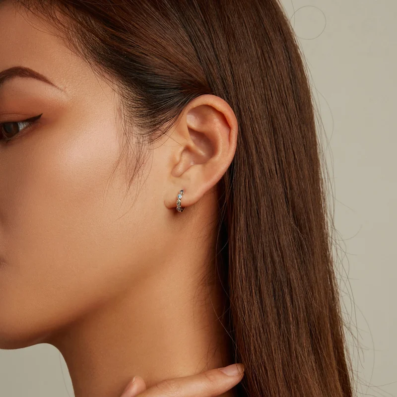 (image for) Pandora Style Devil Eye Hoop Earrings - SCE1358 - View 8