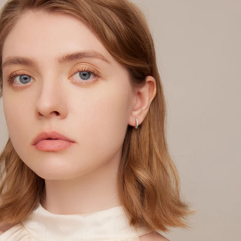 (image for) Pandora Style Double Circle Hoop Earrings - SCE1454 - View 6