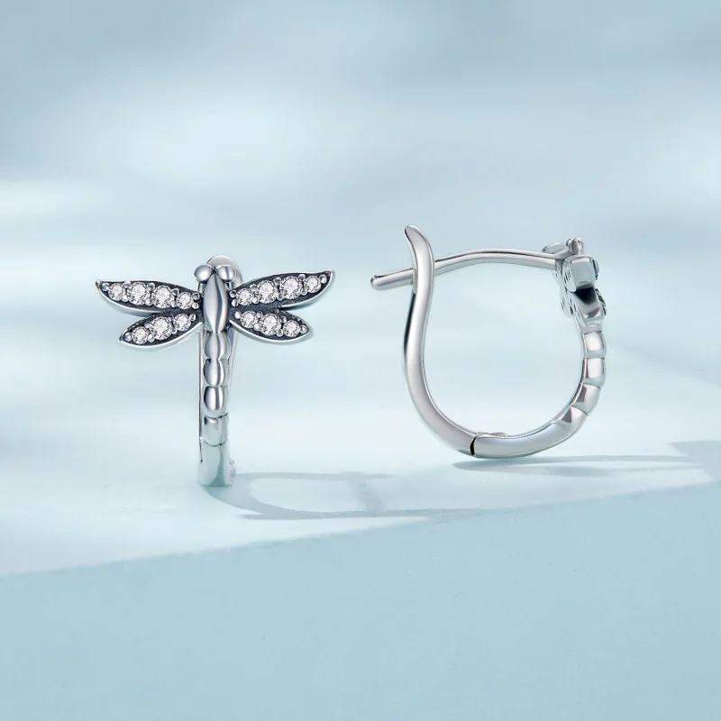 (image for) Pandora Style Dragonfly Hoop Earrings - SCE1511 - View 2