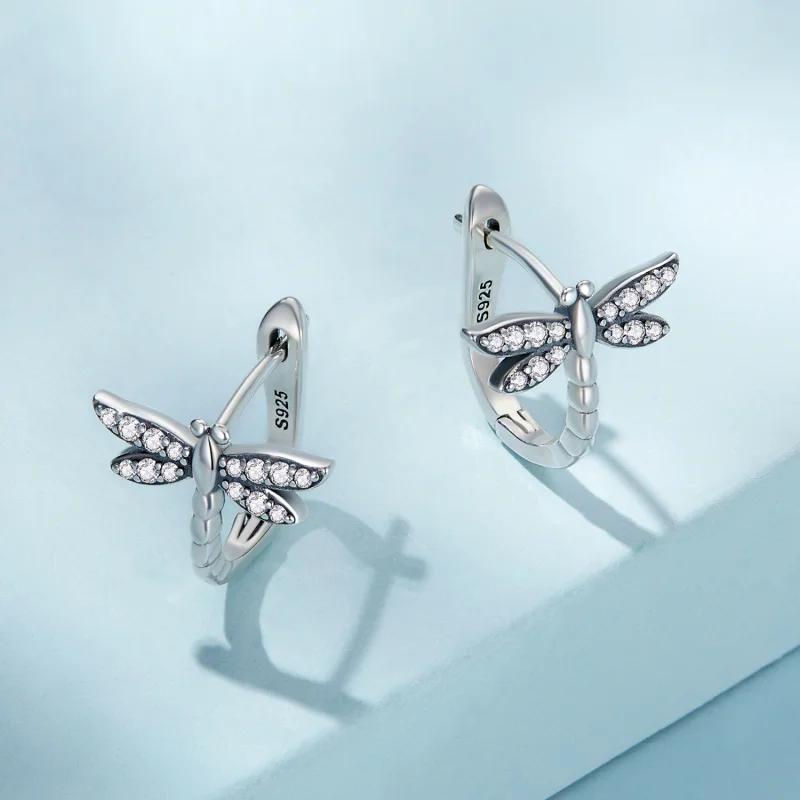 (image for) Pandora Style Dragonfly Hoop Earrings - SCE1511 - View 3