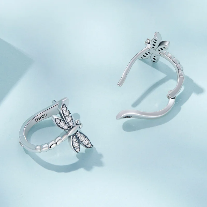 (image for) Pandora Style Dragonfly Hoop Earrings - SCE1511 - View 4