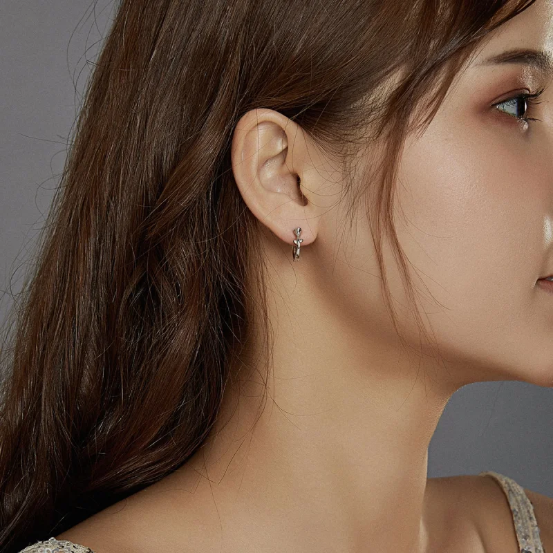 (image for) Pandora Style Elegant Rose Hoop Earrings - BSE442 - View 6