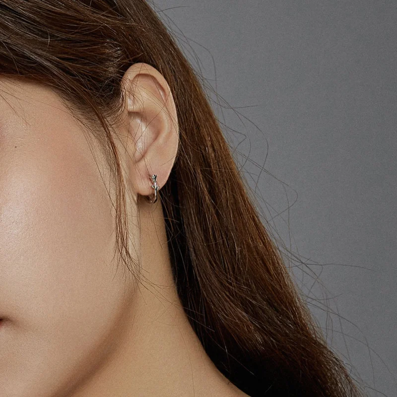 (image for) Pandora Style Elegant Rose Hoop Earrings - BSE442 - View 7