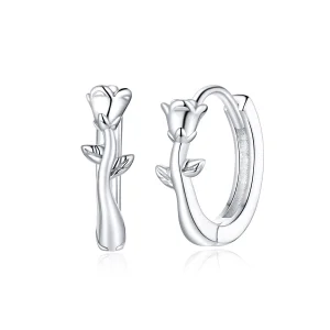(image for) Pandora Style Elegant Rose Hoop Earrings - BSE442