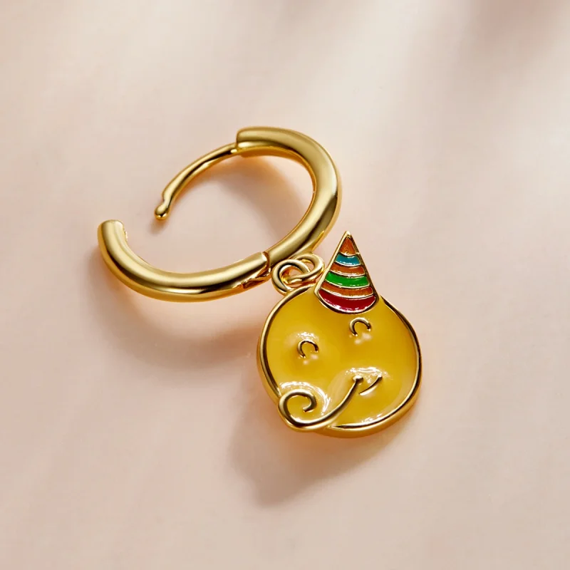 (image for) Pandora Style Emoji - Celebrate Hoop Earrings - SCE1204-A - View 3