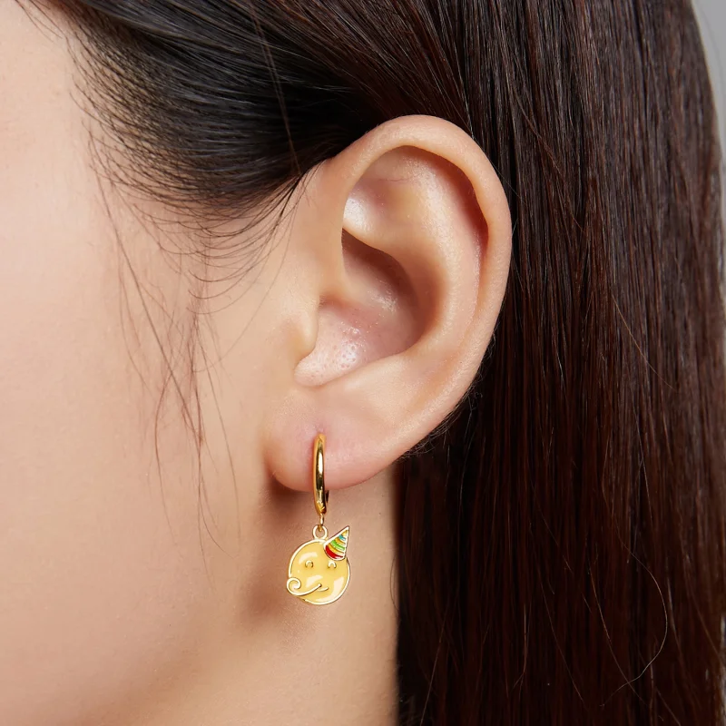 (image for) Pandora Style Emoji - Celebrate Hoop Earrings - SCE1204-A - View 5