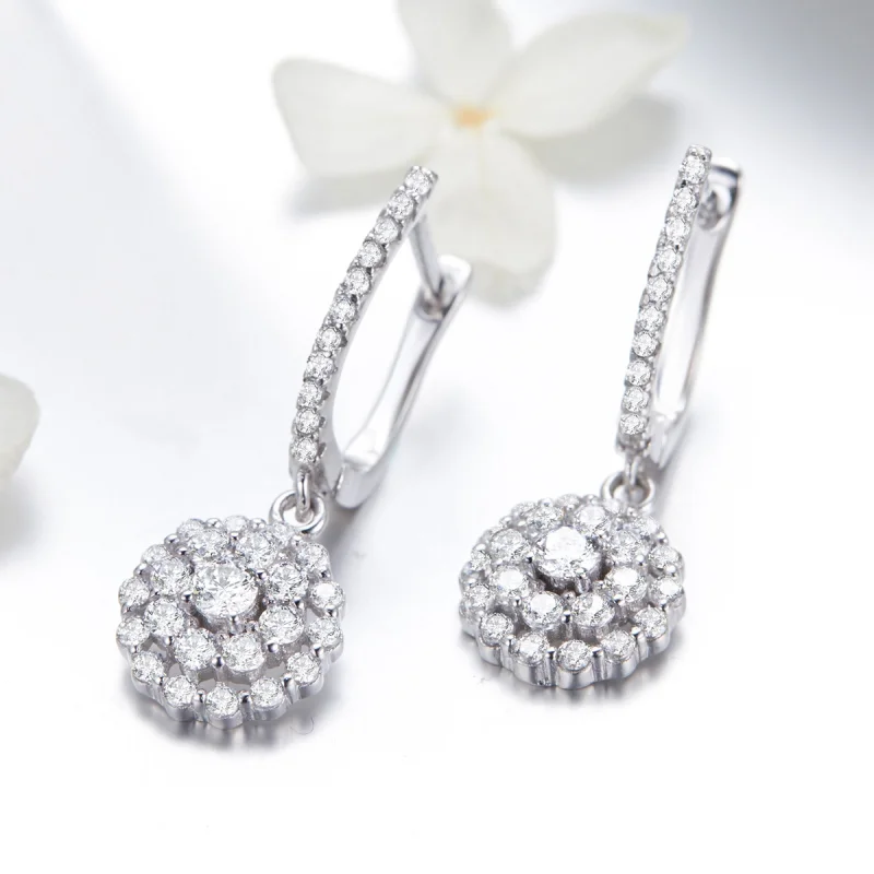 (image for) Pandora Style Flower of Light Hoop Earrings - SCE517 - View 4