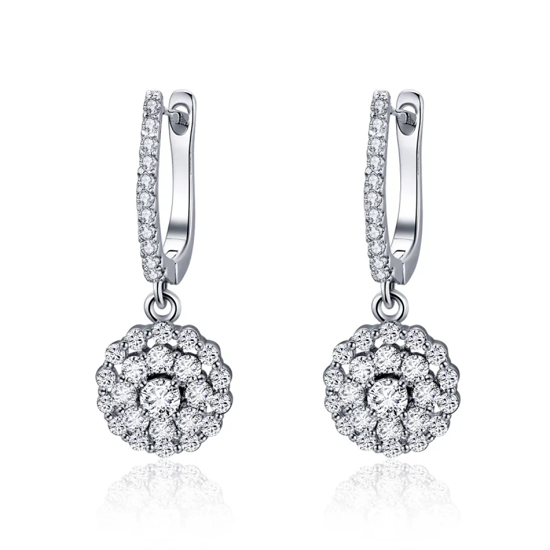 (image for) Pandora Style Flower of Light Hoop Earrings - SCE517 - Product Image
