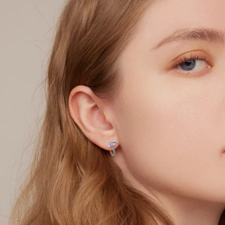 Pandora Style Gem Splicing U Shape Hoop Earrings - SCE1453