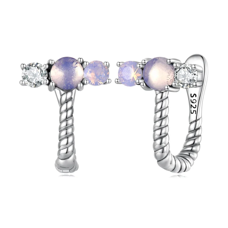 (image for) Pandora Style Gem Splicing U Shape Hoop Earrings - SCE1453 - Product Image