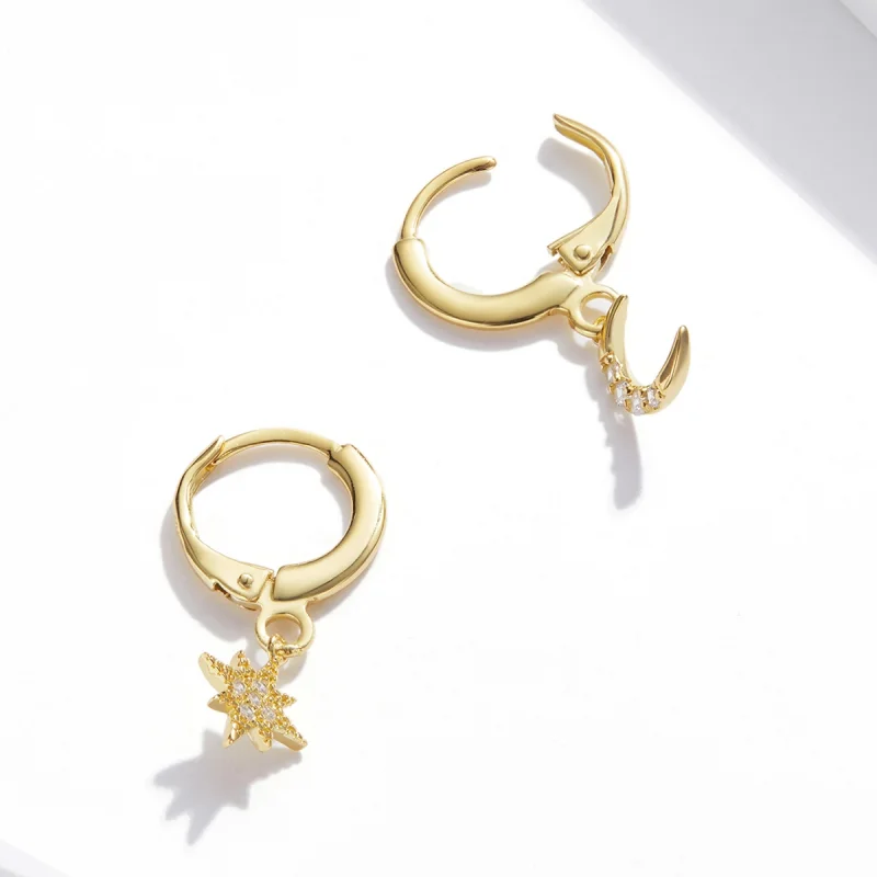 (image for) Pandora Style Golden Moon Hoop Earrings - SCE1267 - View 2