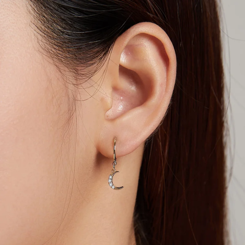 (image for) Pandora Style Golden Moon Hoop Earrings - SCE1267 - View 6