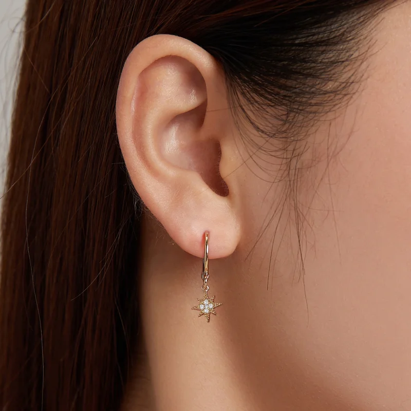 (image for) Pandora Style Golden Moon Hoop Earrings - SCE1267 - View 8