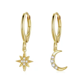 Pandora Style Golden Moon Hoop Earrings - SCE1267