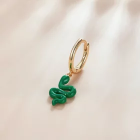 Pandora Style Green Snake Hoop Earrings - SCE1234 Pandora Style Green Snake Hoop Earrings - SCE1234