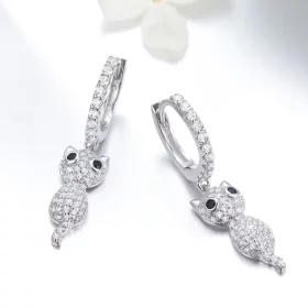 Pandora Style Happy Cat Hoop Earrings - SCE519 Pandora Style Happy Cat Hoop Earrings - SCE519