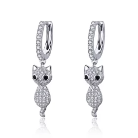 Pandora Style Happy Cat Hoop Earrings - SCE519 Pandora Style Happy Cat Hoop Earrings - SCE519