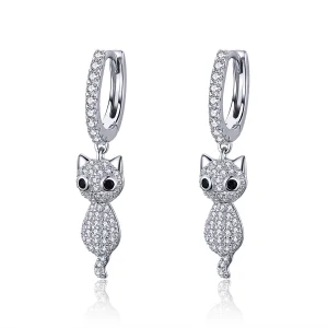 (image for) Pandora Style Happy Cat Hoop Earrings - SCE519