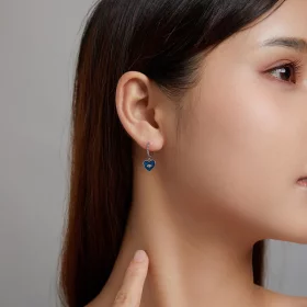 Pandora Style Heart Demon Eyes - Sapphire Blue Hoop Earrings - SCE1270-BU Pandora Style Heart Demon Eyes - Sapphire Blue Hoop Earrings - SCE1270-BU