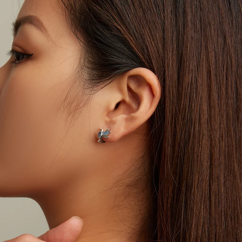 (image for) Pandora Style Hummingbird Hoop Earrings - SCE1503 - View 7