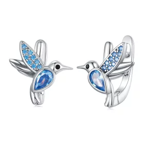 Pandora Style Hummingbird Hoop Earrings - SCE1503 Pandora Style Hummingbird Hoop Earrings - SCE1503
