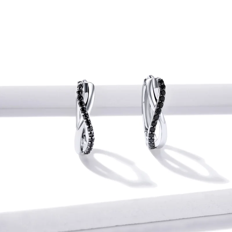 (image for) Pandora Style Infinity Symbol Hoop Earrings - BSE399 - View 3