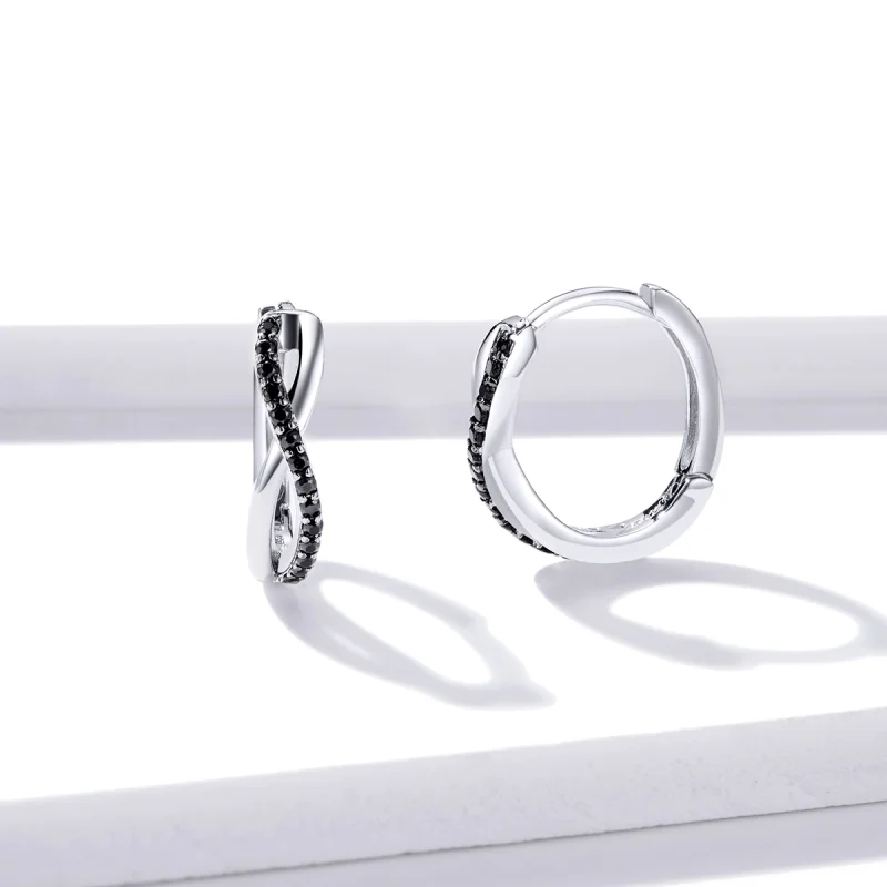 (image for) Pandora Style Infinity Symbol Hoop Earrings - BSE399 - View 4