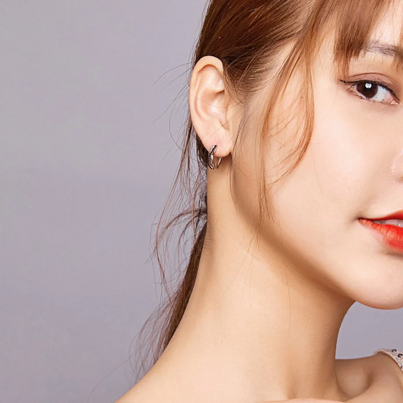 (image for) Pandora Style Infinity Symbol Hoop Earrings - BSE399 - View 8