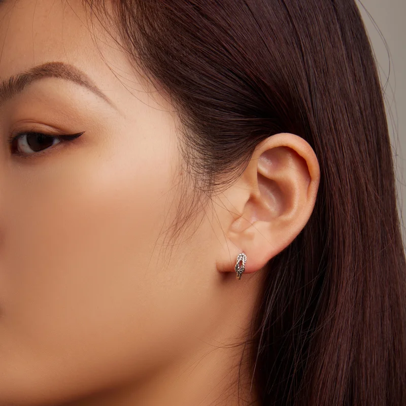 (image for) Pandora Style Knot Hoop Earrings - SCE1523 - View 6