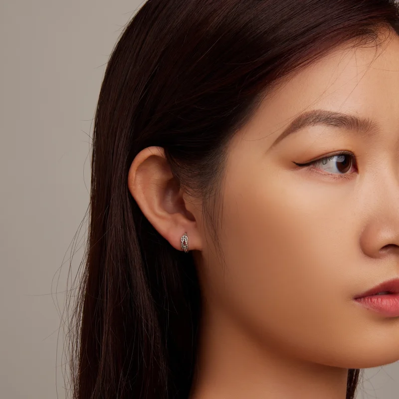 (image for) Pandora Style Knot Hoop Earrings - SCE1523 - View 7