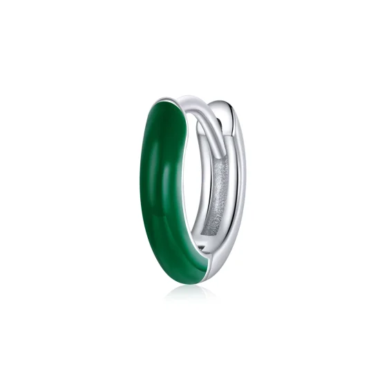 (image for) Pandora Style Little Green Hoop Earrings - BSE488-GN