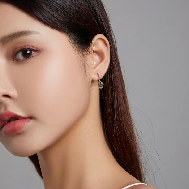 (image for) Pandora Style Love Devil Eyes - Lemon Yellow Hoop Earrings - SCE1270-YE - View 3